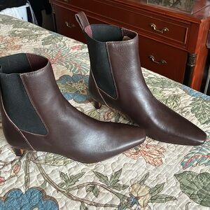 NWOB Madewell The Dimes Chelsea Boots Dark Carob Brown Leather Size 9